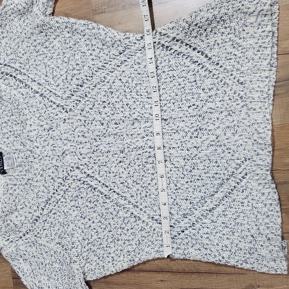 VENUS Blue White Boat Neck Open Weave Sweater - Picture 7 of 12